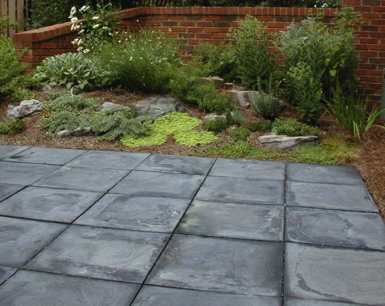 Square paver slate patio